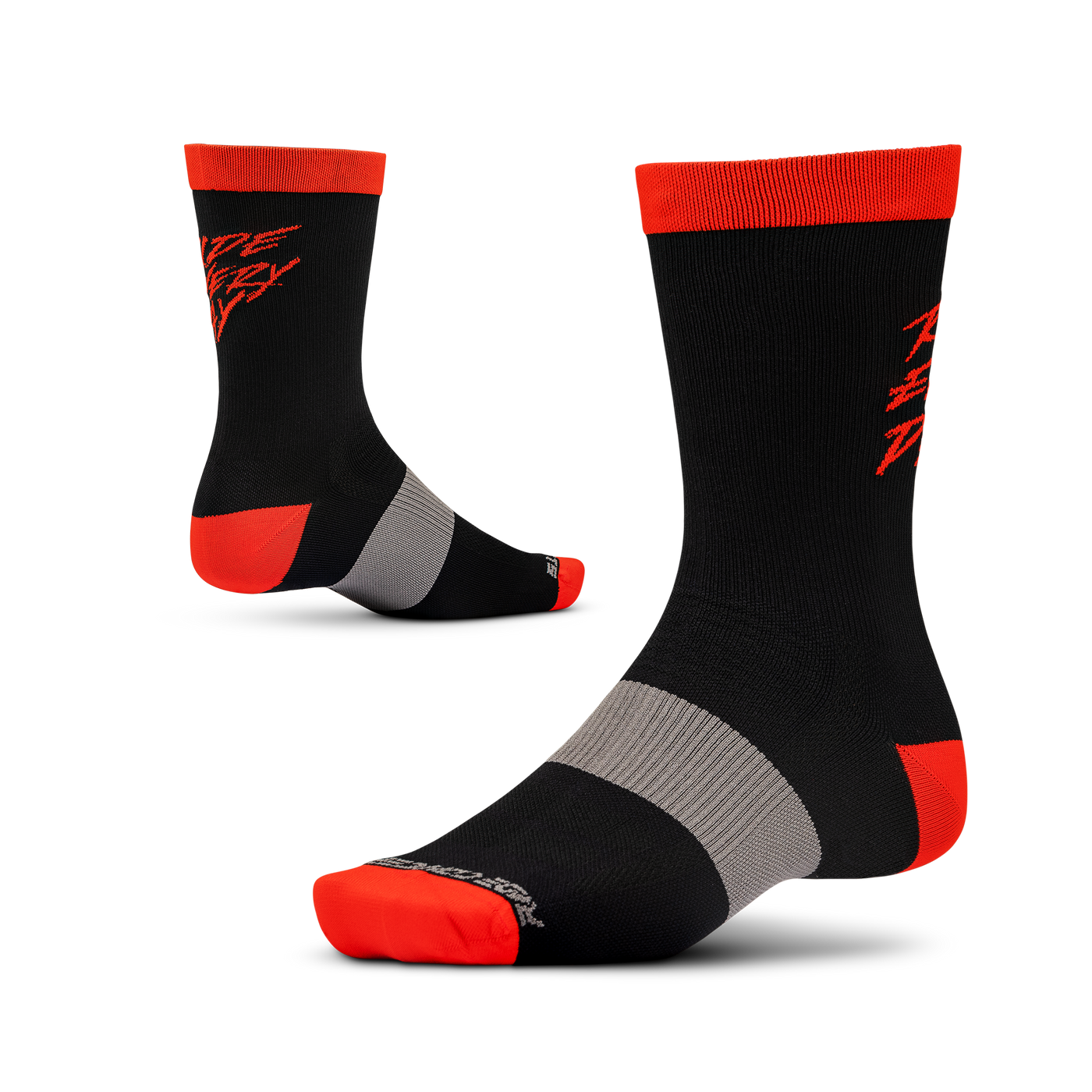 Ride Concepts Ride Every Day MTB Sock - Synthetic 8" Youth - Black and Red