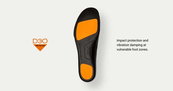 Ride Concepts D30 Impact protection and vibration damping at vulnerable foot zones.